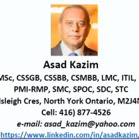 Asad Kazim B.E., MSc, MBA, PMP, ACP, RMP, DASSM, ITILF, SMC, SSMC, LSSBB, LSSGB, LMS, Kaizen Expert